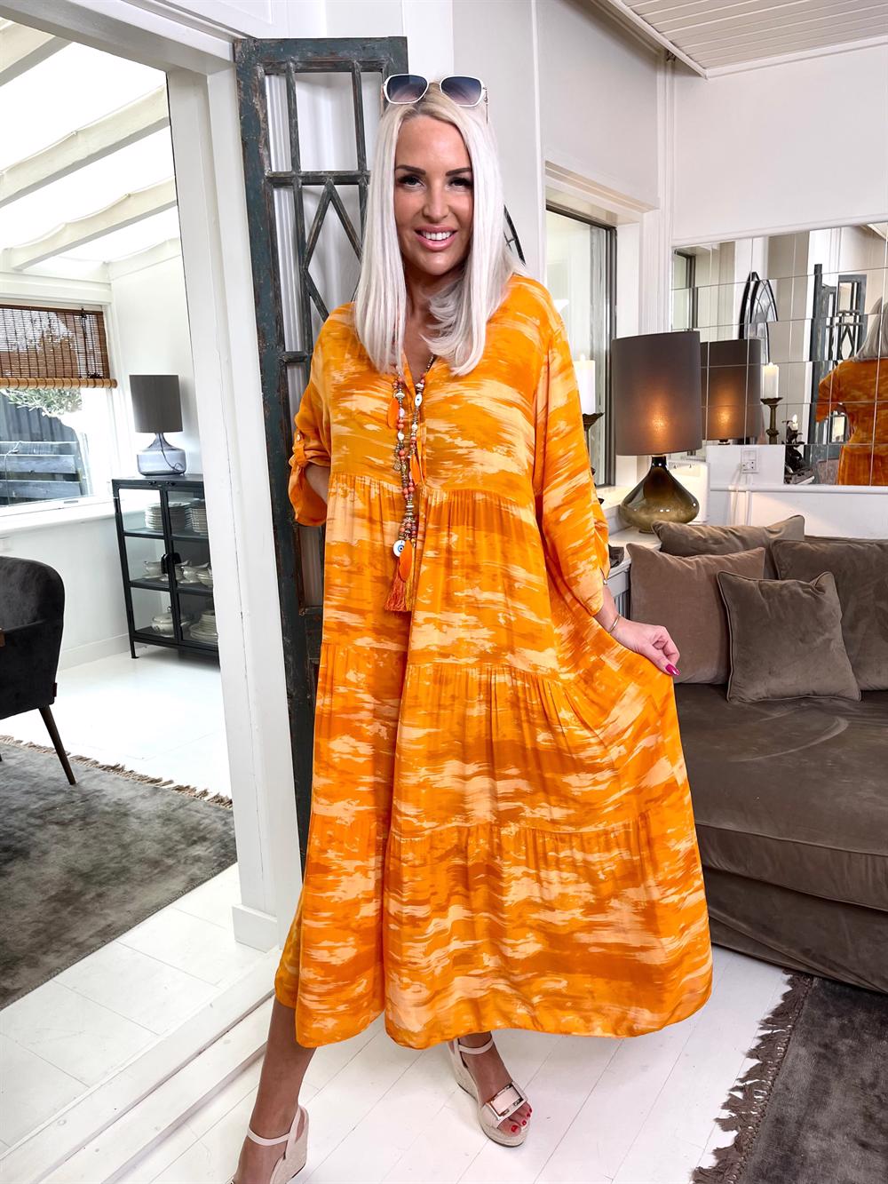 Amal pattern - Skjortekjole i farvet nuancer